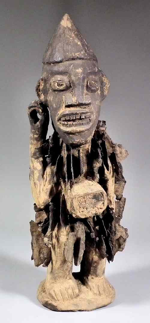 Appraisal: A Kongo Vili Nail and Mirror Nkisi Nkondi Fetish Figure