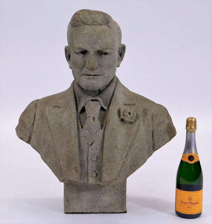 Appraisal: American Carved Granite Bust of a Gentleman United States th