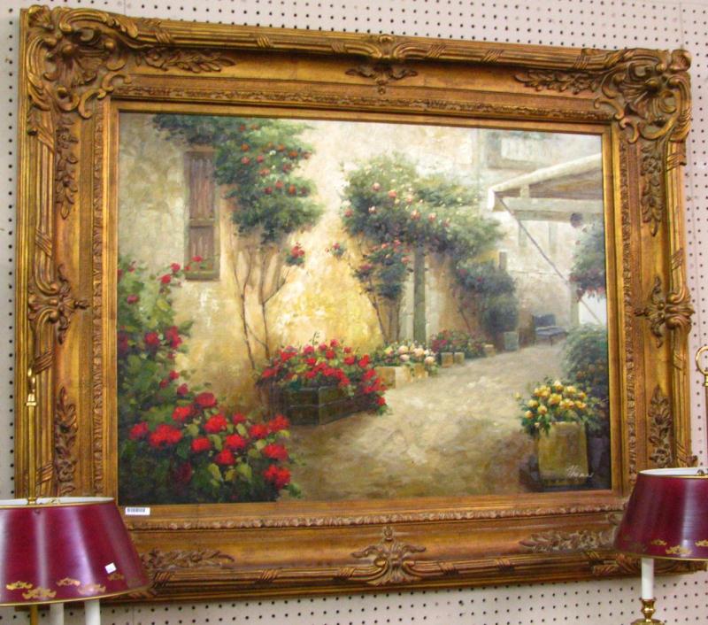 Appraisal: x Decorator Oil on Canvas in antique style frame depicting