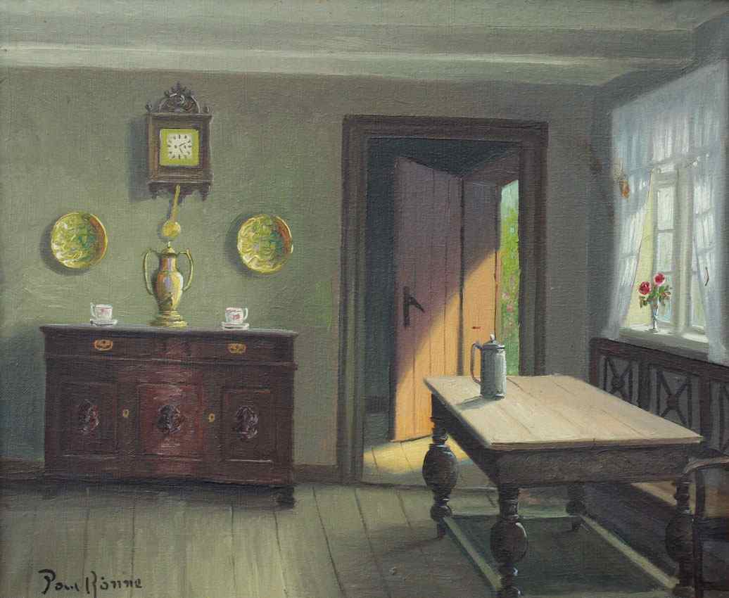 Appraisal: RONNE Poul aka Kai Drewes Danish - Interior Scene Oil