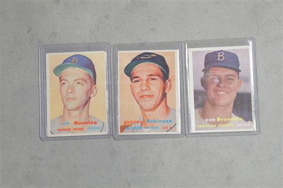 Appraisal: THREE TOPPS ROOKIE BASEBALL CARDS Don Drysdale Brooks Robinson and