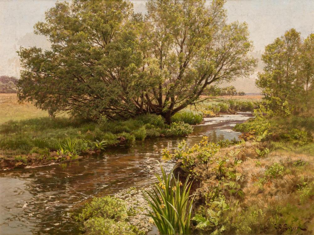 Appraisal: CARL COWEN SCHIRM German - Trees Along the Stream oil