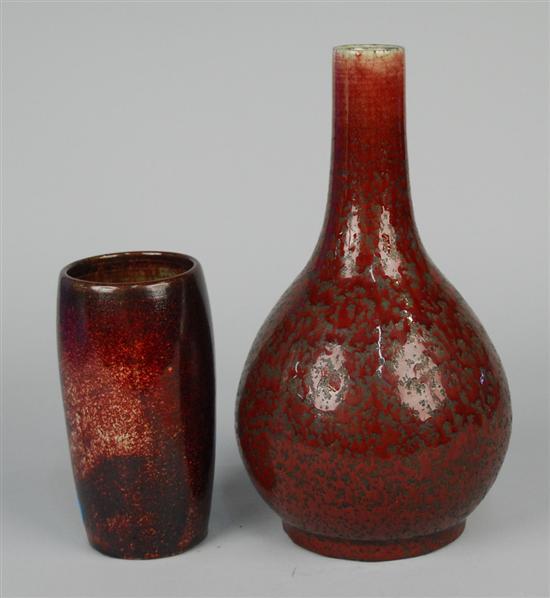 Appraisal: TWO CHINESE RED GLAZED VASES one bottle formed the other