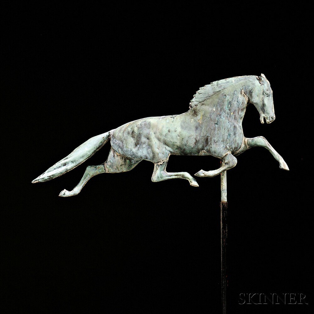 Appraisal: Small Molded Full-body Copper Dexter Running Horse Weathervane America late