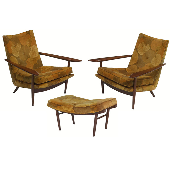 Appraisal: George Nakashima Origins lounge chairs pair and ottoman by Widdicomb