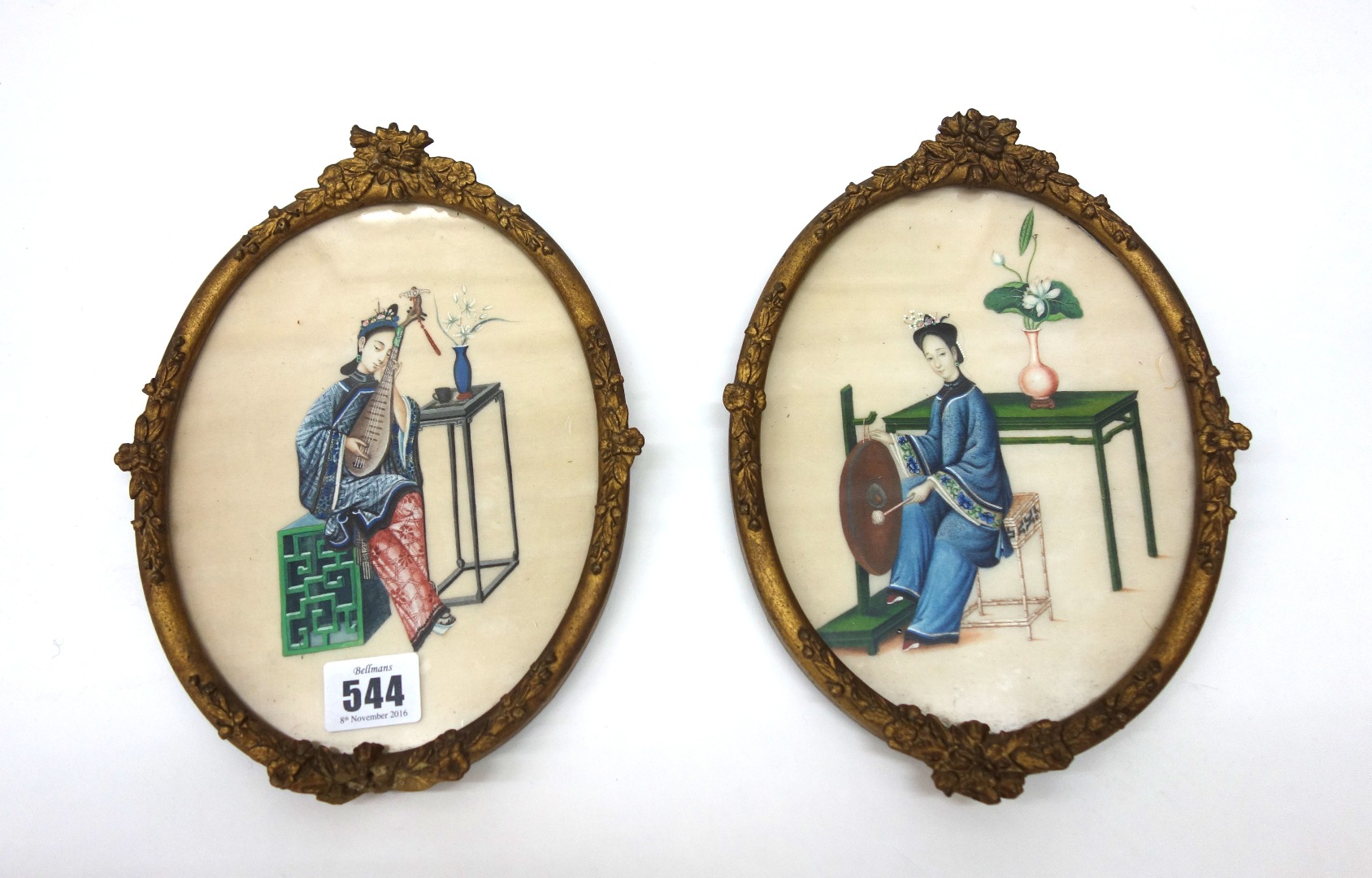 Appraisal: A pair of Chinese pith paper pictures late th century