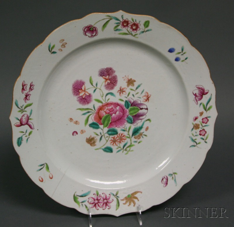 Appraisal: Famille Rose Charger China th century floral design hairline dia