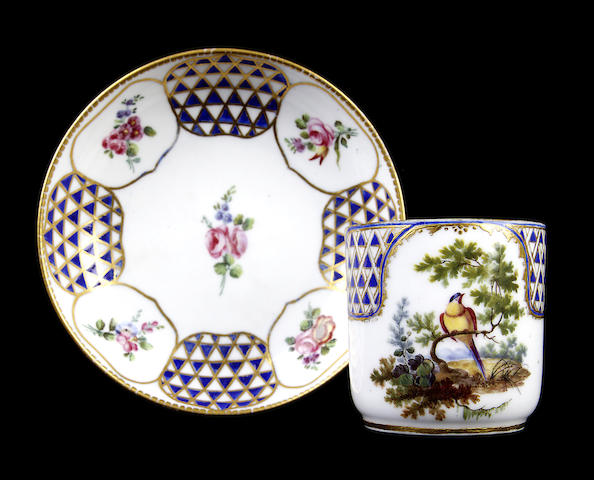 Appraisal: A matched S vres cup and saucer circa The cup