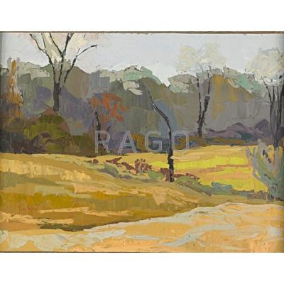 Appraisal: JARVIS GEER WILCOX American b Oil on canvas of a