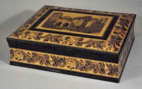 Appraisal: A Victorian coromandel wood and Tunbridge ware rectangular card or