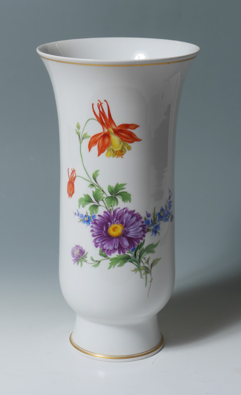 Appraisal: '' TALL MEISSEN PORCELAIN VASE Hand painted floral design on