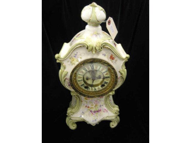 Appraisal: Ansonia Victorian Porcelain Cased Clock tall Royal Bonn style No