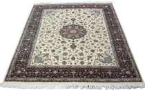 Appraisal: Ivory Isphahan Carpet Unusual Isphahan with Ivory central panel featuring