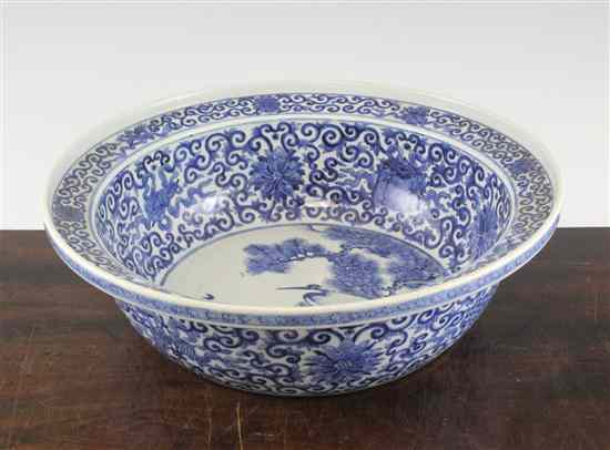 Appraisal: A Chinese blue and white basin th century the centre