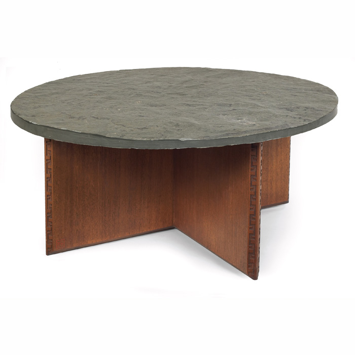 Appraisal: Frank Lloyd Wright coffee table manufactured by Heritage Henredon circular