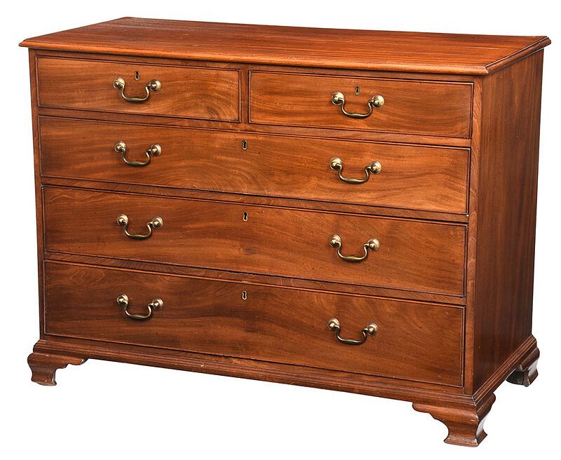 Appraisal: George III Figured Mahogany Five Drawer Chest British th th