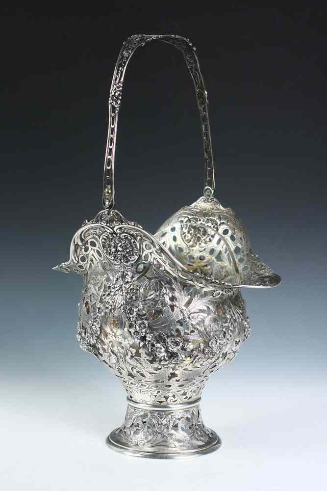 Appraisal: STERLING SILVER BASKET - American Sterling Silver Reticulated Urn Form