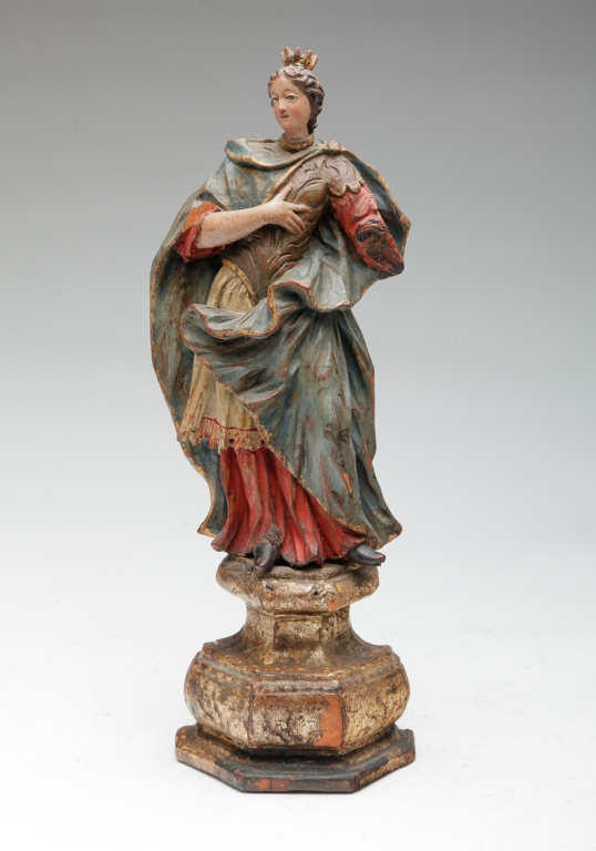 Appraisal: First half- th century boxwood Carved and polychrome painted European