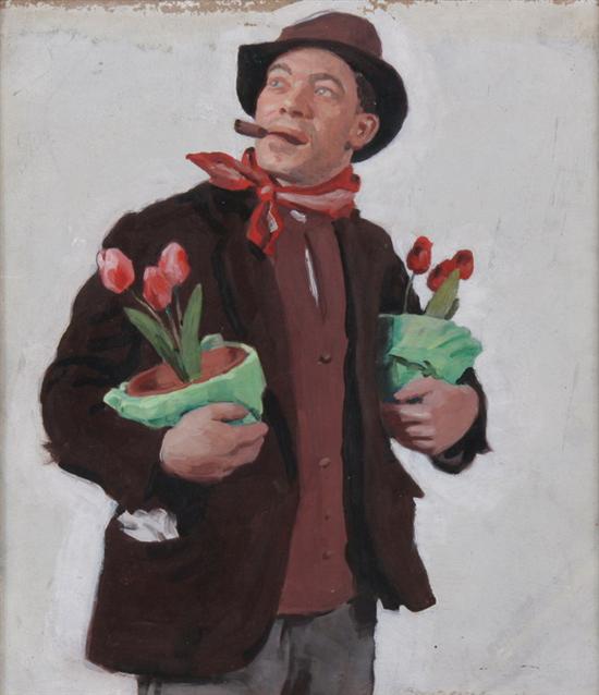 Appraisal: ROBERT KNIGHT RYLAND American - HOBO WITH TULIPS oil on