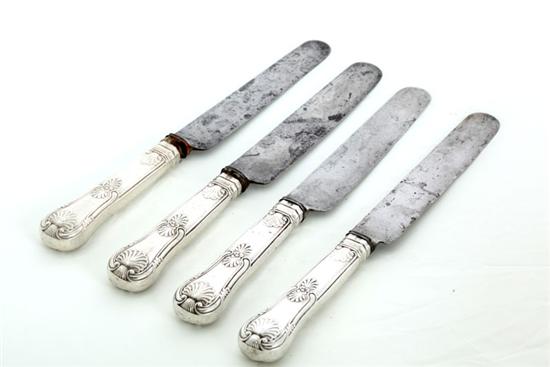 Appraisal: TWELVE SHEFFIELD SILVER KNIVES King's pattern with hallmarks for James