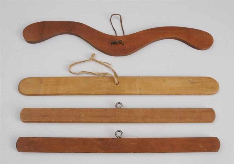 Appraisal: FOUR SHAKER HANGERS One with shaped wings in cherry to