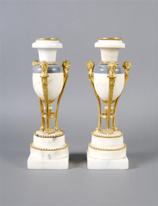 Appraisal: A Pair of Louis XVI Marble and Gilt Metal Candlesticks