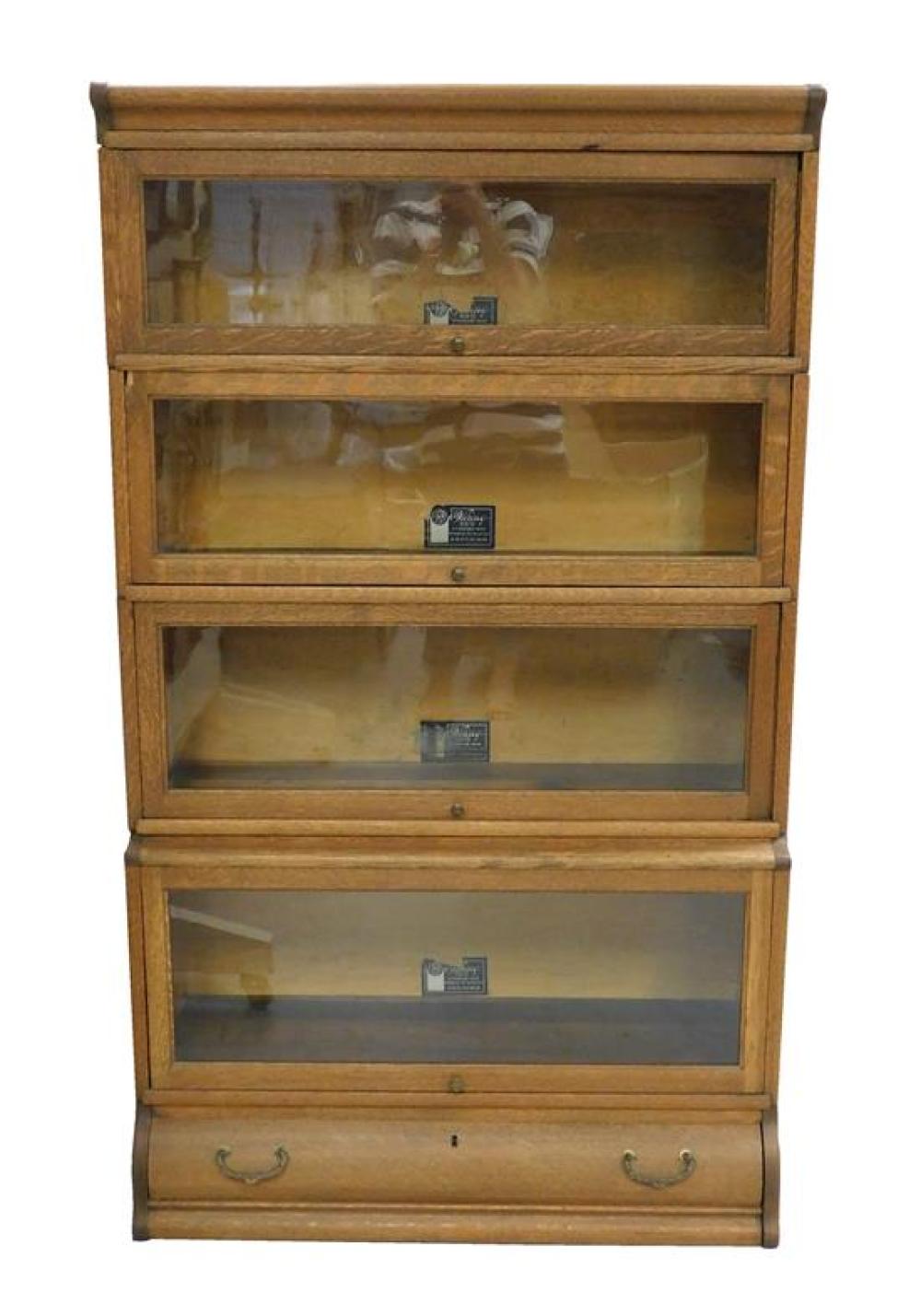 Appraisal: Oak stacking bookcase c 's Viking Co manufacturer four stacking