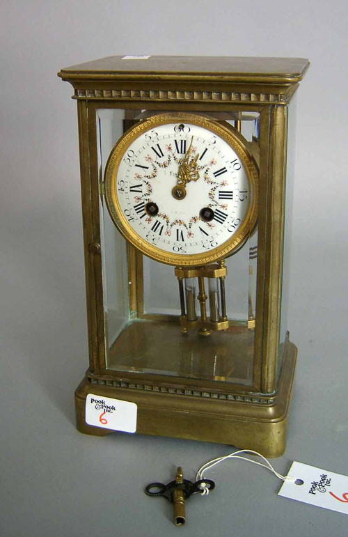 Appraisal: French Marti Cie -day crystal regulator shelf clock retailed by