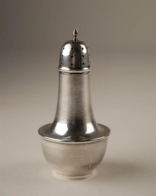 Appraisal: An English Sterling Silver Castor with engine turned decoration having