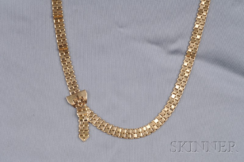 Appraisal: kt Rose Gold Buckle Necklace Argentina composed of tank track