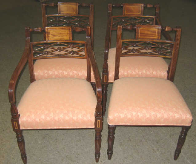 Appraisal: SET OF FOUR SHERATON STYLE CHAIRS Two open armchairs and