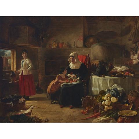 Appraisal: George Lance - PREPARING FOR THE FEAST British Oil on