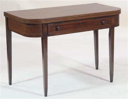 Appraisal: A late George III mahogany foldover tea table the rounded