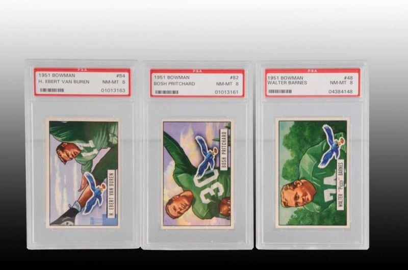 Appraisal: Lot of Bowman Philadelphia Football Cards Description Contains Philadelphia Eagles