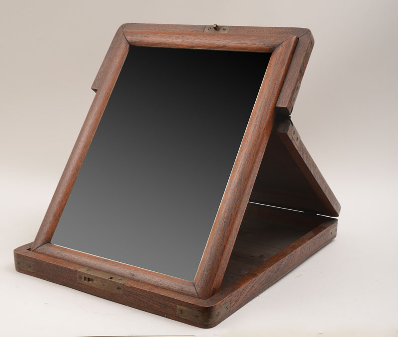 Appraisal: Anglo Indian Teak Travel Folding Mirror The rectangular mirror plate