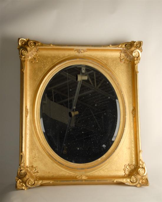 Appraisal: Continental Giltwood and Gesso Mirror square with round vignette and