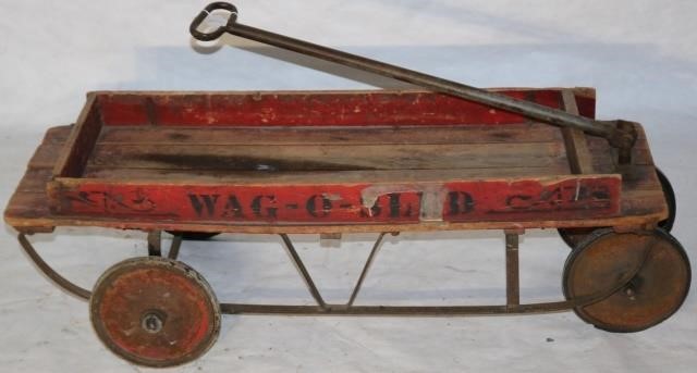 Appraisal: WAG-O-SLED RED PAINTED CHILD S PULL WAGON SLED CA S