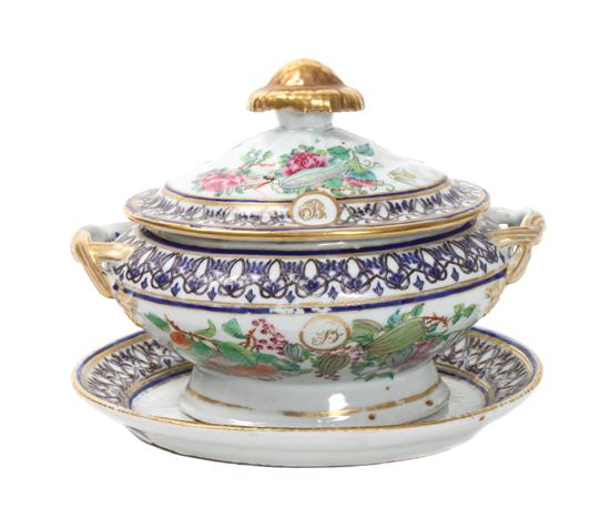 Appraisal: Sale Lot A Chinese Export Famille Rose Porcelain Covered Sauce