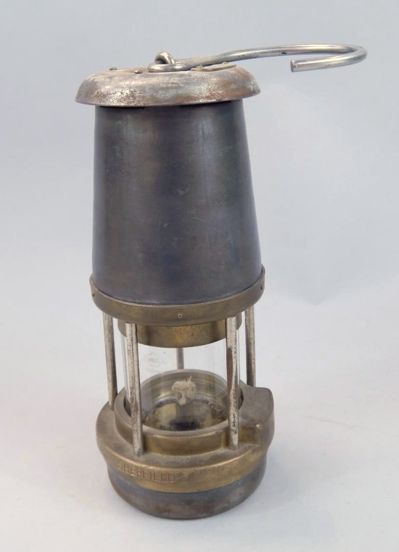 Appraisal: Wolf Safety Morris Limited Sheffield miner's lantern of cylindrical tapering