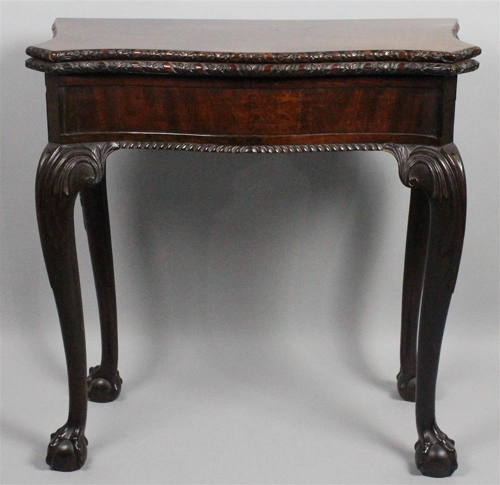 Appraisal: GEORGE II CARVED MAHOGANY DIMINUTIVE GAMES TABLE mid- th Century