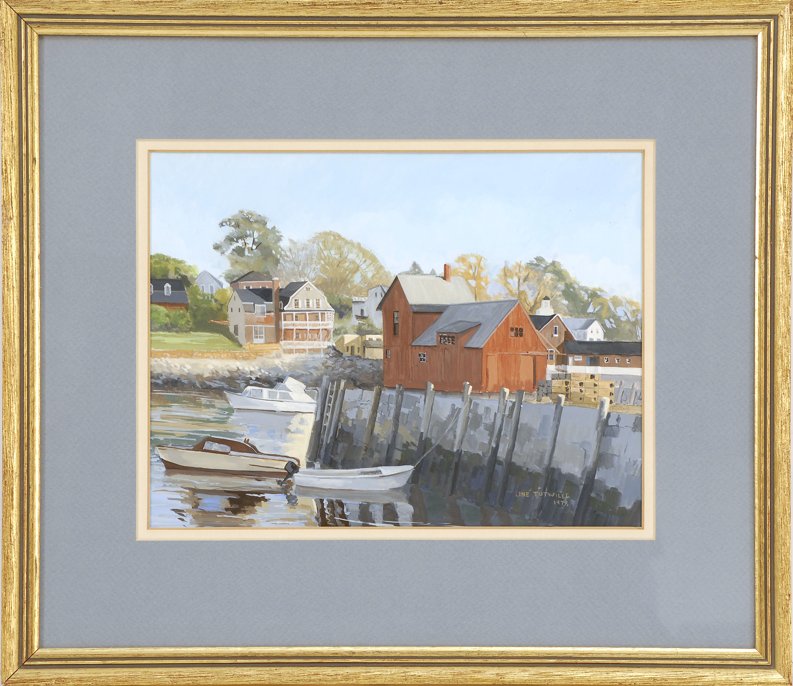 Appraisal: LINE STEVENS HOPKINS TUTWILERAmerican ContemporaryMotif depicting a dock at low