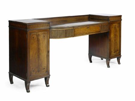 Appraisal: A Regency mahogany twin pedestal sideboard the ledge back with