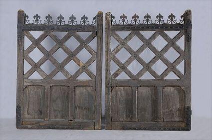 Appraisal: PAIR OF GOTHIC REVIVAL OAK AND IRON GATES The whole