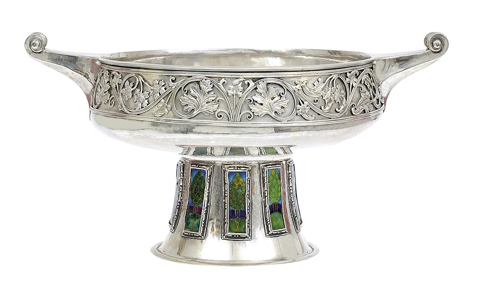 Appraisal: A SILVER AND ENAMEL BOWL an Edwardian silver and enamel