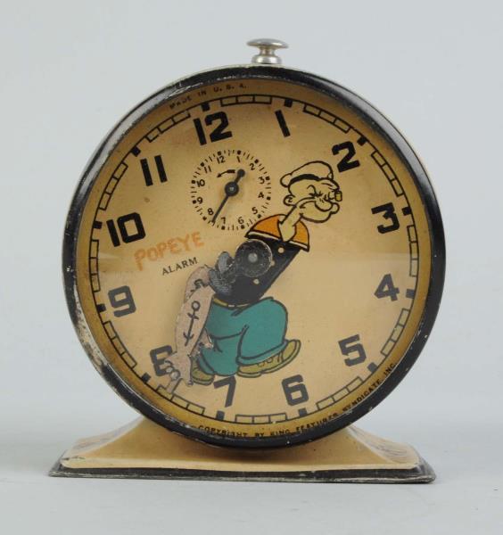 Appraisal: Metal Popeye New Haven Alarm Clock Circa Copyright King Features