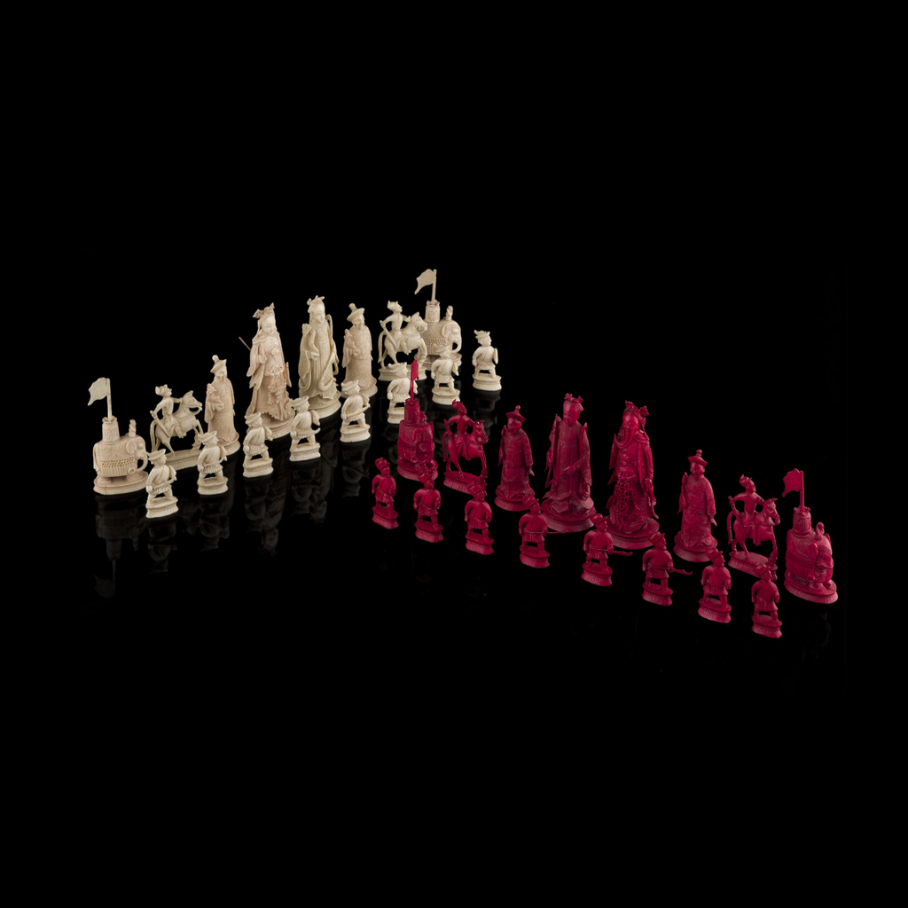 Appraisal: YIVORY CHESS SET LATE QING DYNASTY TH CENTURY one side