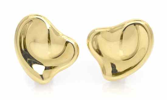 Appraisal: A Pair of Karat Yellow Gold Full Heart Earclips Elsa