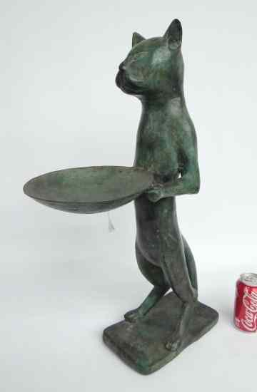 Appraisal: Cat butler figure in verdigris patina '' Ht