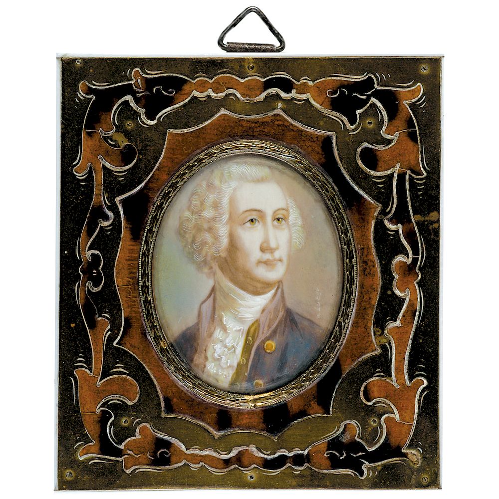 Appraisal: c GEORGE WASHINGTON Miniature Painting Ornately Framed Washington Related c