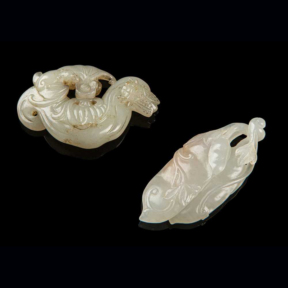 Appraisal: TWO JADE PENDANTS QING DYNASTY TH CENTURY ' ' '